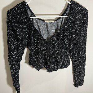 Pacsun LA Hearts Black Floral Long Sleeve Top